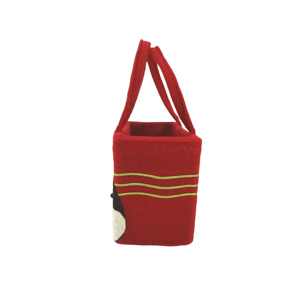 Vintage Kittens in‎ Pajamas Square Red Felt Handbag Accessory Pouch
